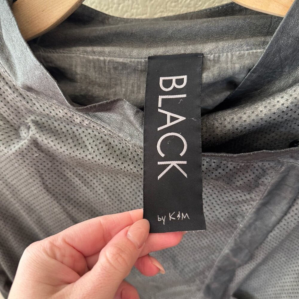 BLACK by K&M Charcoal Gray‎ Perforated Asymmetrical Moto Jacket Size 40 (Small) - Picture 4 of 6